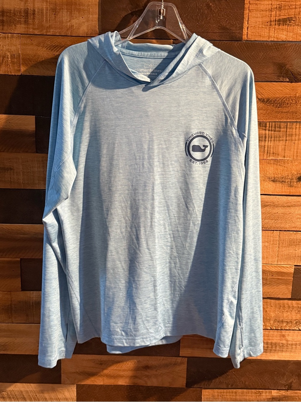 Vineyard Vines Men's Heather Sky Blue Hooded Long-Sleeve Pullover Sz M